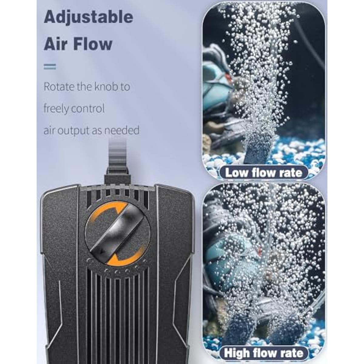 Pawfly Aquarium Air Pump Oxygen Pump for 10-200 Gallon Fish Tanks Buckets Dual Outlet Adjustable Ultra Quiet Aerator Pump with Accessories