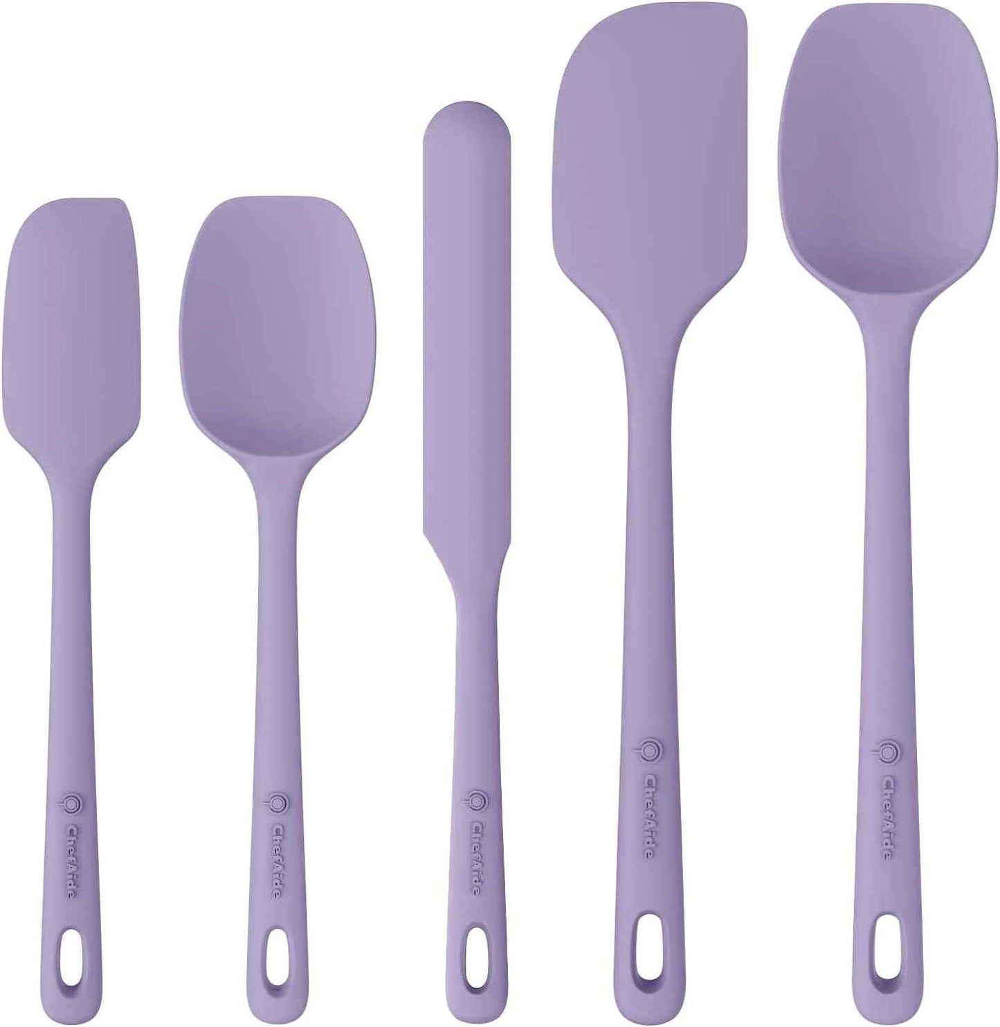 5 Pieces Silicone Spatula Set, Food Grade Rubber Spatula, Upgrade Strong Handle with Ergonomic Grip, Heat Resistant Up to 600°F for Nonstick Cookware, Cooking