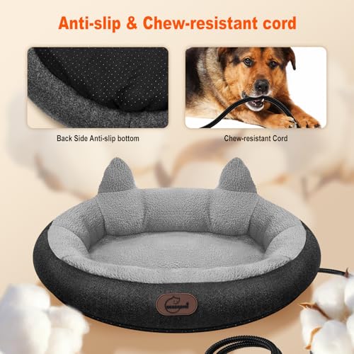 gray-cozy-donut-electric-heated-cat-bed-with-timer-and-temp-adjustable-for-small-size-cats