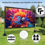 120inch outdoor projector screen with stand 16:9 4k hd portable movie screen for backyard camping theater