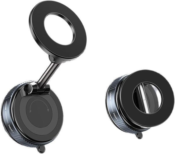 Vacuum Magnetic Car Phone Holder for Magsafe, Hands-Free 360° Adjustable Suction Cup Phone Mount for Car/Gym/Mirror/Smooth Surface, Compatible with iPhone & Android (Black)