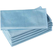 6 Pack Microfiber Glass Cleaning Cloth, 16 Inch X 16 Inch, Lint Free Quickly Clean Window, Glasses, Windshields, Mirrors, and Stainless Steel, Blue