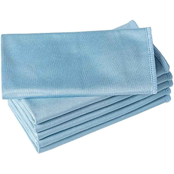 Puomue 6 Pack Microfiber Glass Cleaning Cloths, Lint Free, 16 x 16 Inch, Blue for Windows, Glasses, and Mirrors
