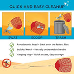 W4W braided metal handle 6 pack fly swatters for indoor/outdoor use with long handle, round corners, and loop design