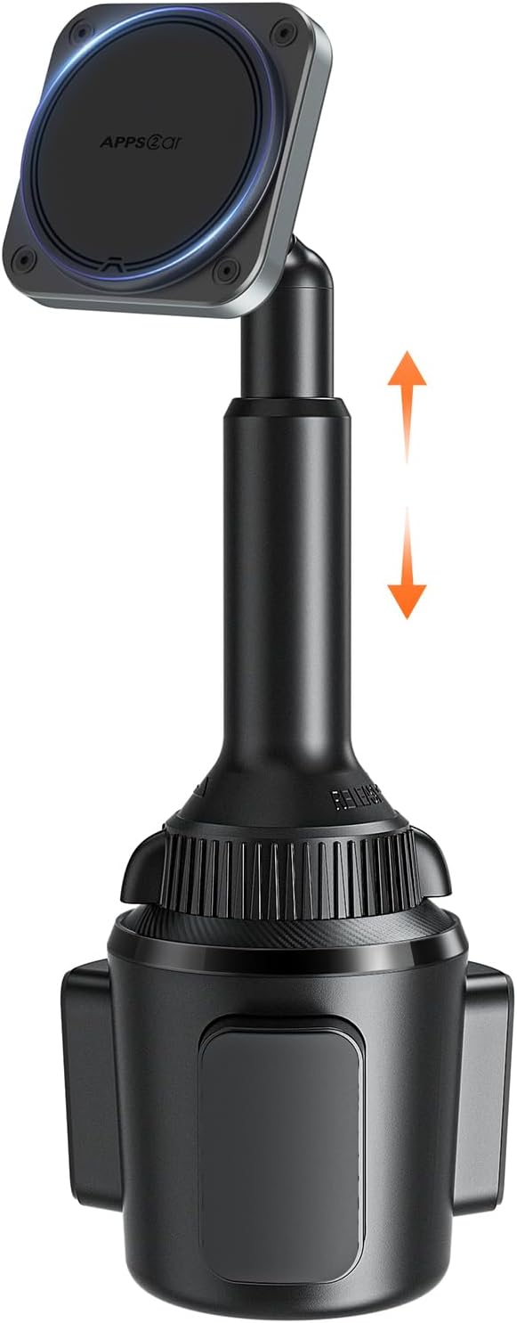 APPS2Car Universal Car Cup Phone Holder | Quick Extension Long Arm | 360° Swivel | Adjustable for iPhone, Samsung, Google, and All Smartphones | Stable & No Shake Design