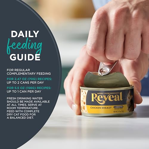 Reveal Natural Wet Canned Cat Food, 3-Flavor Variety Pack, Grain-Free, High Protein, No Artificial Additives, 12 x 2.47 oz Cans
