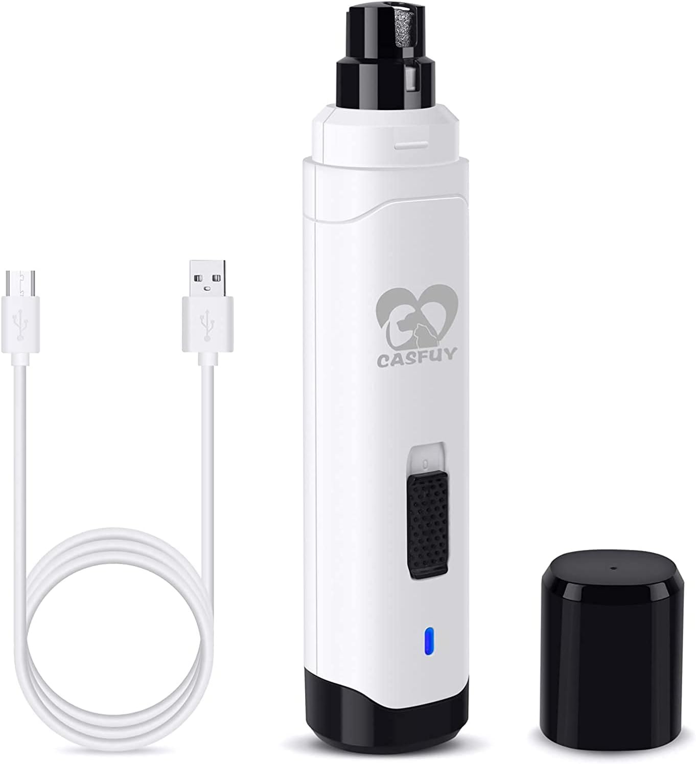 Casfuy Dog Nail Grinder Upgraded - Professional 2-Speed Electric Rechargeable Pet Nail Trimmer Painless Paws Grooming & Smoothing for Small Medium Large Dogs & Cats(Dark Blue)