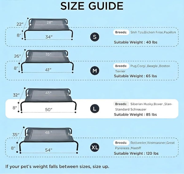 Grey 50" Lx32 Wx8 H Cooling Elevated Dog Bed for Large Dogs with Non-Slip Floor Protectors & Breathable Mesh