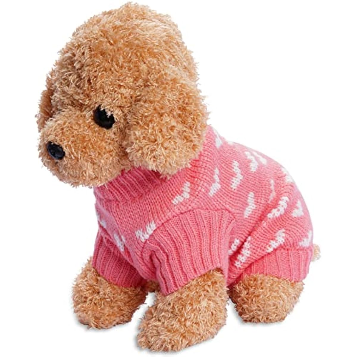 Dxhycc Dog Knitted Sweater Heart Puppy Sweater Warm Soft Pet Holiday Clothes for Small Cats and Dogs (Pink, S)
