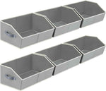 Closet Organizers Bins 6 Packs - Large Closet Shelf Organizer with Handles, Fabric Trapezoid Storage Bins, Collapsible Storage Cubes for Clothes, Towels, Light Gray