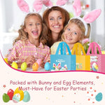 ysmile Non-Woven Easter Gift Bag for Kids Reusable with Handle, Carrot Bunny Chick Basket, Treat Bag Small Egg Hunt Bag 8 Pack