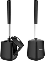 Setsail toilet brush and holder set, self-closing lid, long handle, easy cleaning, bathroom cleaning essentials