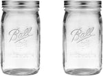 Ball wide mouth glass mason jars with lids and bands, quart size 32 oz, pack of 2, for canning and pickling