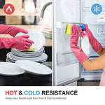 Mamison 2 Pairs Reusable Waterproof Household Dishwashing Cleaning Rubber Gloves, Non-Slip Kitchen Glove (Pink, Medium (Pack of 2))