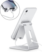 Adjustable Cell Phone Stand with Aluminum Base and Charging Port
