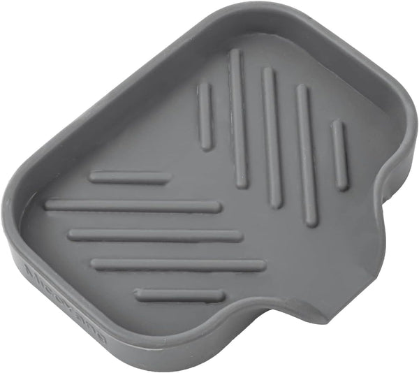 MicoYang silicone bathroom soap dish with drain spout, sink organizer, and sponge holder, 4.9 x 3.2 inches