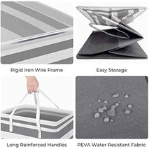 HomeHacks 2 Pack Large Laundry Baskets, Waterproof, Freestanding Laundry Hampers, Collapsible Clothes Hamper with Reinforced Handles in Laundry Room, College Dorm, Bathroom, Bedroom (Grey, 75Lx2)