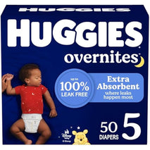 Huggies Overnites Size 5 Overnight Diapers, 50 Ct, 27+ lbs, Disney Designs