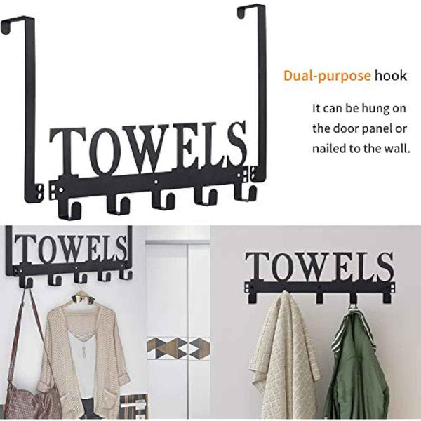 black metal over the door hooks towel holder for bathroom bedroom beach towels wall mount
