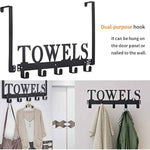 Black Metal Over the Door Hooks Towel Holder for Bathroom Bedroom Beach Towels Wall Mount