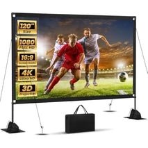 120inch outdoor projector screen with stand 16:9 4k hd portable movie screen for backyard camping theater