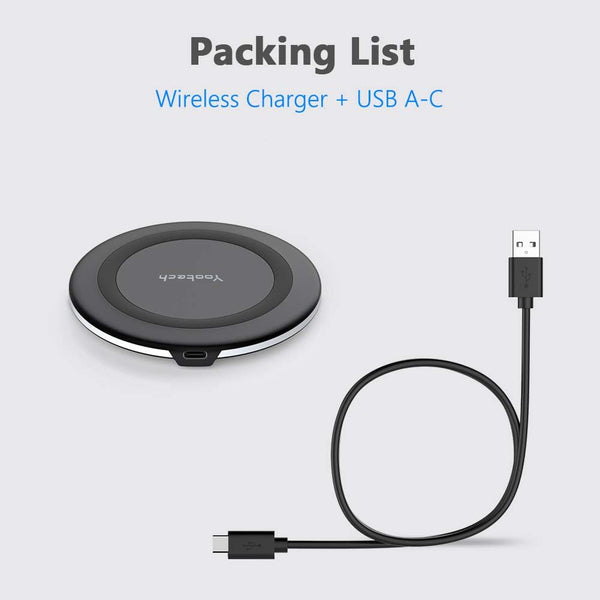 Yootech 10W wireless charging pad for iPhone 17/17 Pro and Samsung Galaxy S25/S24/S23, compatible with AirPods Pro 3