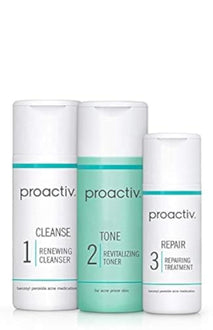 Proactiv 30-day acne skin care kit with benzoyl peroxide face wash, repairing spot treatment and exfoliating toner