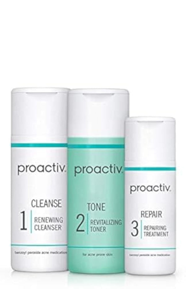 Proactiv 30-day acne skin care kit with benzoyl peroxide face wash, repairing spot treatment and exfoliating toner