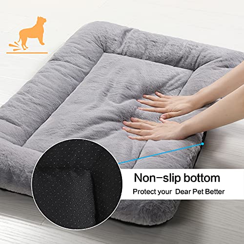 dog bed crate pad for medium/large dogs ultra soft washable anti slip kennel pad for dogs cozy sleeping mat gray 36inch