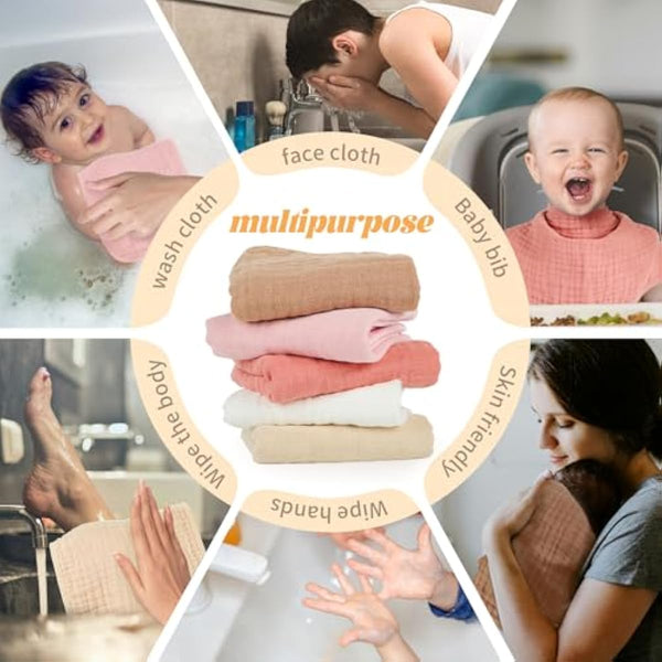 muslin 100% cotton burp cloths soft absorbent 10x20 inches baby essentials for girls and boys