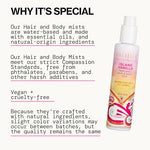 pacificas island vanilla 6oz hair and body mist, paraben-free, no alcohol, vegan and cruelty-free