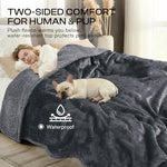Waterproof sherpa fleece pet blanket for sofa bed couch, small, medium, large dogs and cats, dark gray, 40" x 28"