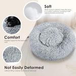 hoewina dog & cat bed for indoor cats light grey 20in calming donut bed