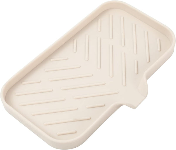 MicoYang silicone bathroom soap dish with drain spout, sink organizer, and sponge holder, 4.9 x 3.2 inches