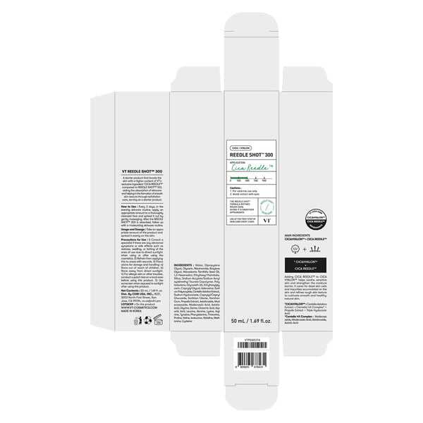 vt cosmetics cica reedle shot 300, 1.69fl oz, microneedling serum, korean skin booster with centella asiatica and hyaluronic acid