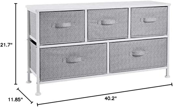Amazon Basics Extra Wide Fabric 5-Drawer Storage Organizer Unit for Closet