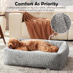 joejoy dog bed medium size dog faux rabbit fur pet bed non skid bottom