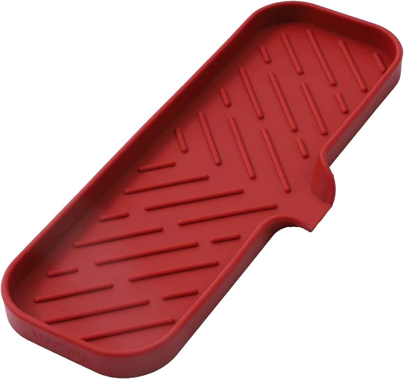 Silicone Bathroom Soap Dishes with Drain Spout-Bathroom and Kitchen Sink Organizer,Sponge Holder,Dish Soap Tray,Perfect for Dispenser,Scrubber,Bottle,Cup on Sink or Counter-Black 4.9"×3.2"