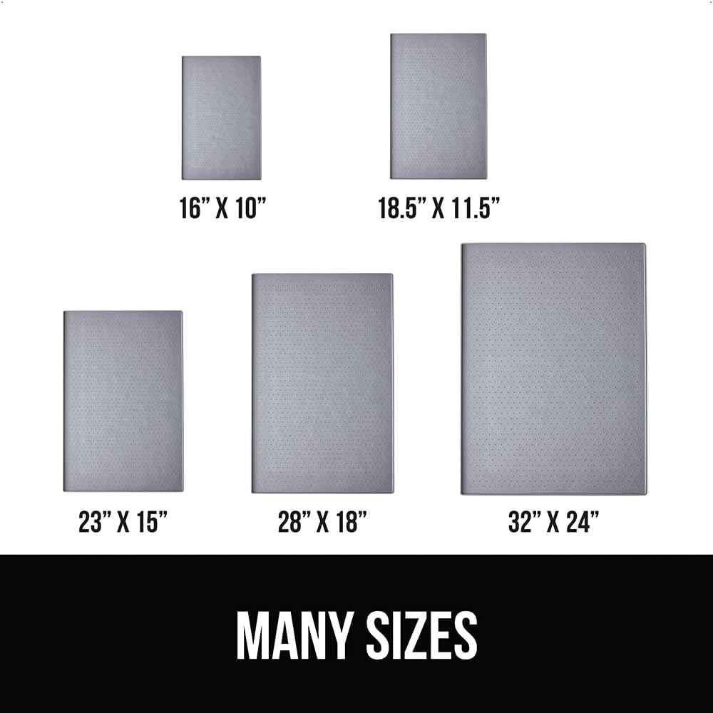 GORILLA GRIP 100% Waterproof Raised Edge BPA Free Silicone Pet Feeding Mat, Dog Cat Food Mats Contain Spills Protects Floors, Placemats for Cats and Dogs Water Bowl, Pets Accessories 18.5x11.5 Gray