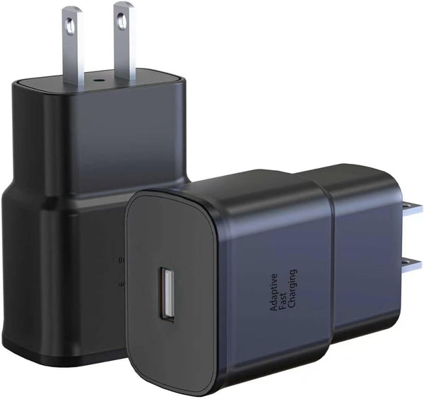Fast Charging Block for Samsung Galaxy and LG Devices, 2 Pack, Black