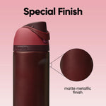 Insulated stainless steel water bottle with straw for travel and outdoor use