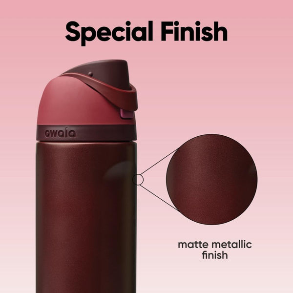 Insulated stainless steel water bottle with straw for travel and outdoor use