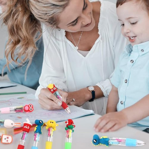 cZWZ 20Pcs Mini Multicolor Pens 4-in-1 Cute Ballpoint Pens for Kids Birthday Party Favors Gifts Teacher Supplies