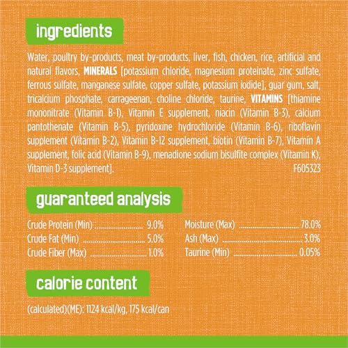 Purina Friskies Wet Cat Food Pate, Liver and Chicken Dinner, 5.5 oz. Cans, Pack of 24