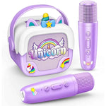 unicorn portable bluetooth speakers mini karaoke machine for girls purple