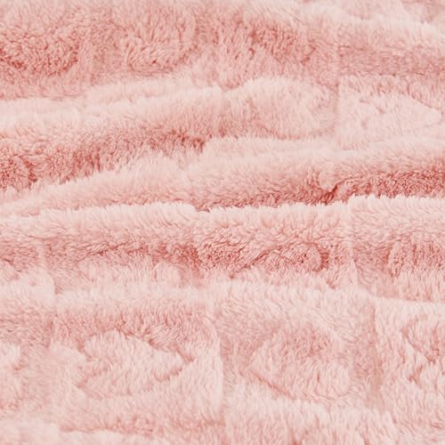 yurhap fleece baby blanket heart checkered ultra soft cozy for girls boys, 30”x40” light pink