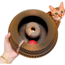 Kitty Kurlz - Kitty Kurlz Magnetic Toy & Reversible Cardboard Scratcher - Collapsible Ball Track with Bell - Durable Eco-Friendly Ring for Play, Chase & Scratch