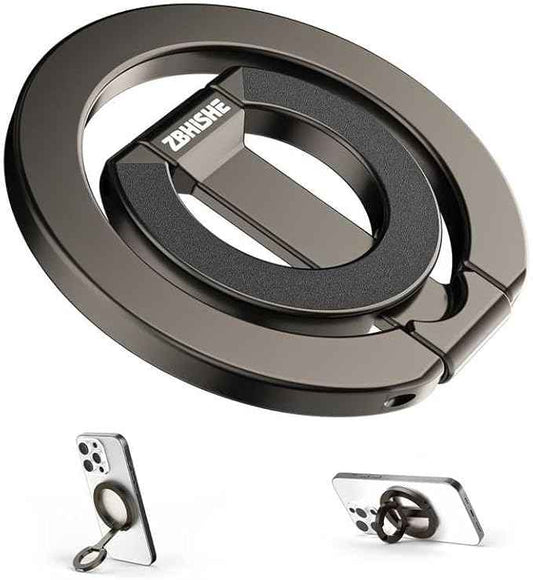 Magnetic Phone Ring for MagSafe Grip [Dual-Sided Magnetic] [Super Magnet] [Magnet Phone Stand Grip Compatible with Car Mounts] Mag Safe Accessory for iPhone 17/16/15/14/13 Pro Max Plus, Grey