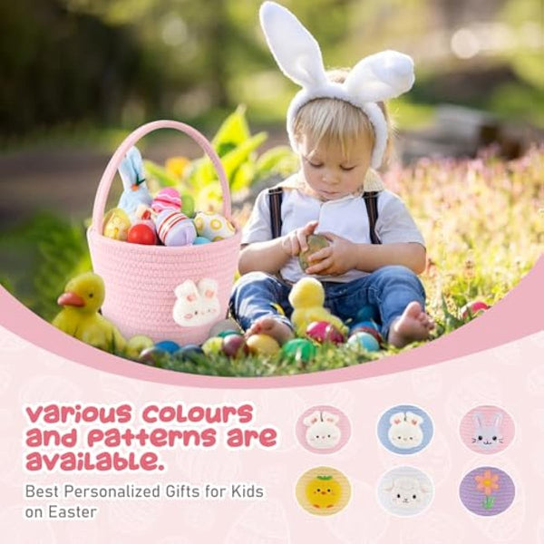 oiahomy-pink-easter-basket-with-handle-personalized-bunny-baskets-for-kids-and-gifts