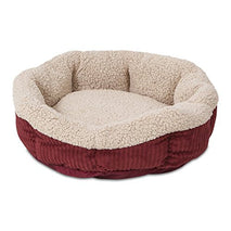 Petmate Aspen Pet Self Warming Round Bed, Barn Red and Cream, 19.5 inches for small pets under 10 pounds